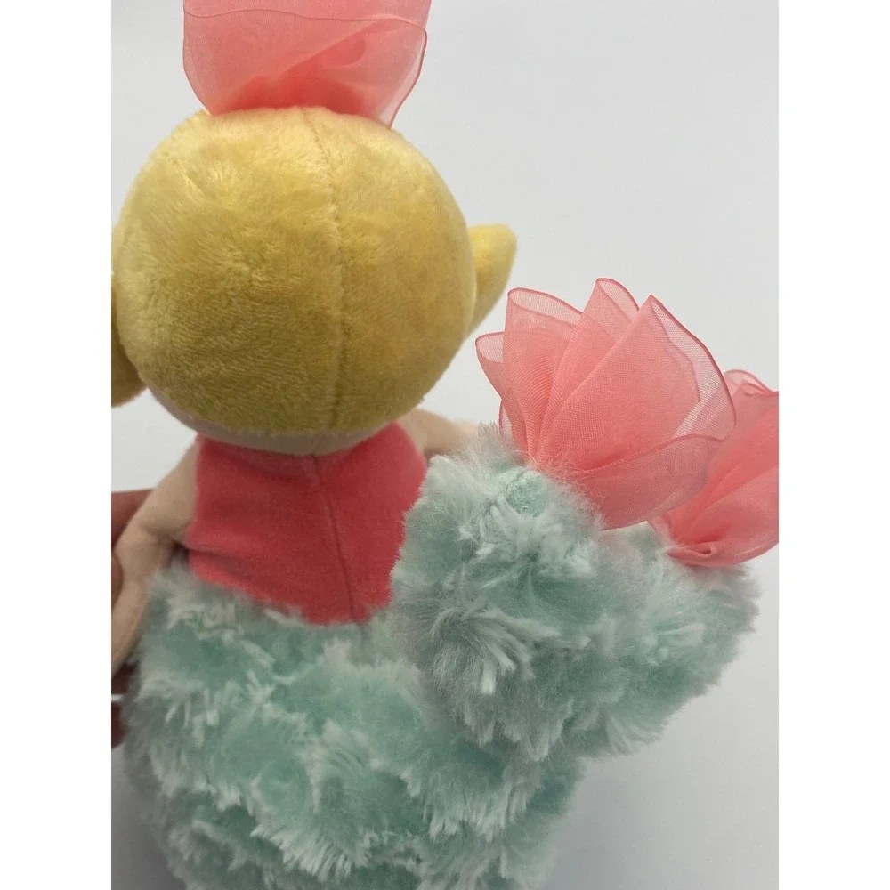 Ebba Eliana World Plush ‎ stuffed mermaid Doll Blonde Hair Pink Flowers Toy 8.5